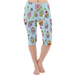 Cupcake Doodle Pattern Lightweight Velour Cropped Yoga Leggings