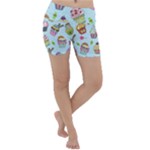 Cupcake Doodle Pattern Lightweight Velour Yoga Shorts