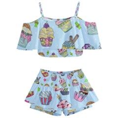 Kids  Off Shoulder Skirt Bikini 