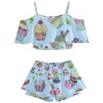 Cupcake Doodle Pattern Kids  Off Shoulder Skirt Bikini