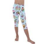 Cupcake Doodle Pattern Kids  Lightweight Velour Capri Leggings 