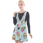 Cupcake Doodle Pattern Plunge Pinafore Velour Dress