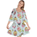 Cupcake Doodle Pattern Velour Kimono Dress