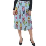 Cupcake Doodle Pattern Classic Velour Midi Skirt 