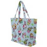 Cupcake Doodle Pattern Zip Up Canvas Bag