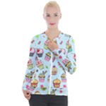 Cupcake Doodle Pattern Casual Zip Up Jacket