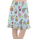 Cupcake Doodle Pattern Fishtail Chiffon Skirt