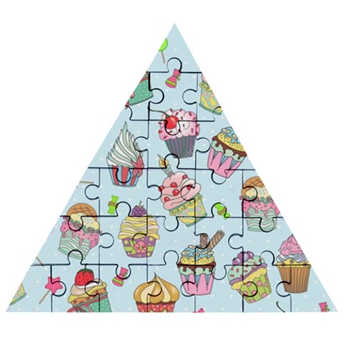 Cupcake Doodle Pattern Wooden Puzzle Triangle from ArtsNow.com