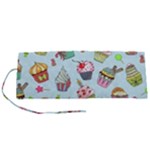 Cupcake Doodle Pattern Roll Up Canvas Pencil Holder (S)