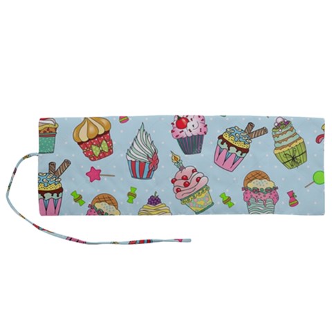 Cupcake Doodle Pattern Roll Up Canvas Pencil Holder (M) from ArtsNow.com