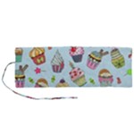 Cupcake Doodle Pattern Roll Up Canvas Pencil Holder (M)