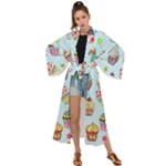 Cupcake Doodle Pattern Maxi Kimono