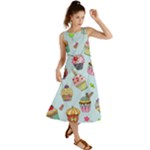 Cupcake Doodle Pattern Summer Maxi Dress