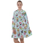 Cupcake Doodle Pattern All Frills Chiffon Dress