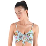 Cupcake Doodle Pattern Woven Tie Front Bralet