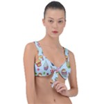 Cupcake Doodle Pattern Front Tie Bikini Top