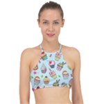 Cupcake Doodle Pattern Racer Front Bikini Top