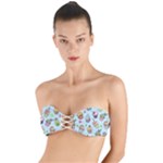 Cupcake Doodle Pattern Twist Bandeau Bikini Top