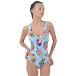 Cupcake Doodle Pattern Side Cut Out Swimsuit