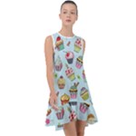 Cupcake Doodle Pattern Frill Swing Dress