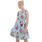 Cupcake Doodle Pattern Knee Length Skater Dress