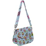 Cupcake Doodle Pattern Saddle Handbag