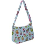 Cupcake Doodle Pattern Zip Up Shoulder Bag