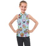 Cupcake Doodle Pattern Kids  Sleeveless Polo Tee