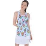 Cupcake Doodle Pattern Racer Back Mesh Tank Top