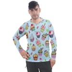 Cupcake Doodle Pattern Men s Pique Long Sleeve Tee