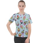 Cupcake Doodle Pattern Women s Sport Raglan Tee