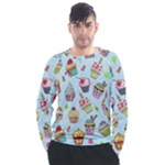 Cupcake Doodle Pattern Men s Long Sleeve Raglan Tee