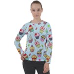 Cupcake Doodle Pattern Women s Long Sleeve Raglan Tee