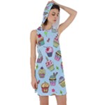 Cupcake Doodle Pattern Racer Back Hoodie Dress