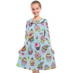 Cupcake Doodle Pattern Kids  Midi Sailor Dress