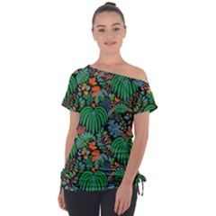 Off Shoulder Tie-Up T-Shirt 