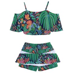 Kids  Off Shoulder Skirt Bikini 