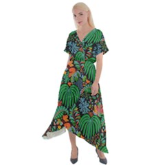 Cross Front Sharkbite Hem Maxi Dress 