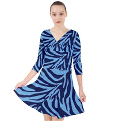 Quarter Sleeve Front Wrap Dress 