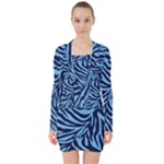 Zebra 3 V-neck Bodycon Long Sleeve Dress