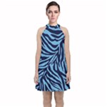 Zebra 3 Velvet Halter Neckline Dress 