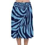 Zebra 3 Velvet Flared Midi Skirt