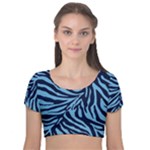 Zebra 3 Velvet Short Sleeve Crop Top 