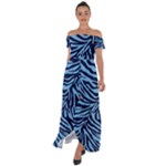 Zebra 3 Off Shoulder Open Front Chiffon Dress