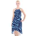 Zebra 3 High-Low Halter Chiffon Dress 