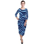 Zebra 3 Quarter Sleeve Midi Velour Bodycon Dress