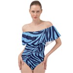 Zebra 3 Off Shoulder Velour Bodysuit 