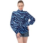 Zebra 3 High Neck Long Sleeve Chiffon Top