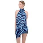 Zebra 3 Halter Asymmetric Satin Top