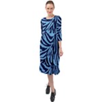 Zebra 3 Ruffle End Midi Chiffon Dress